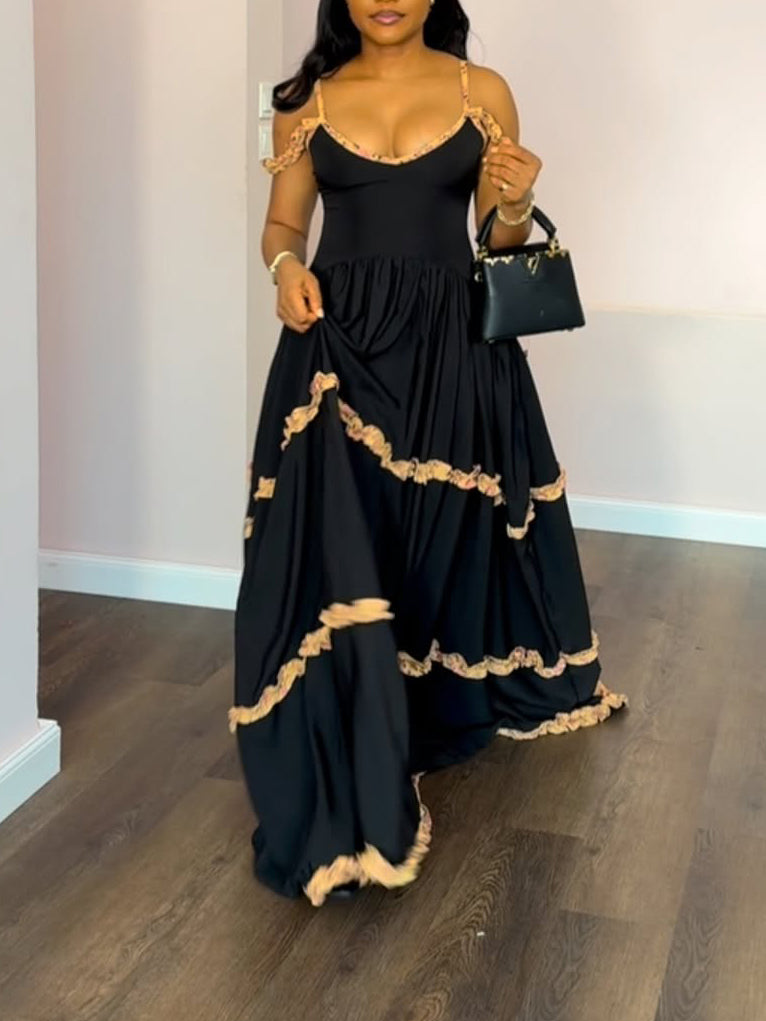 Black Lace Halter Dress