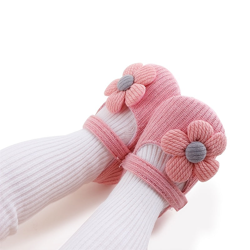 Baby Girls Flower Princess Shoes - Soft Sole Lightweight Breathable Flats for Toddlers & Infants