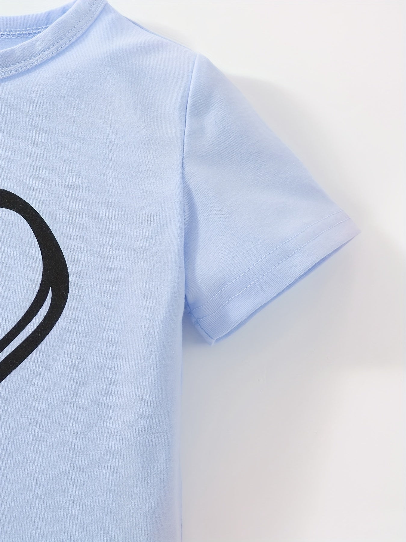 Girls' Fashion Set: Heart Print Round Neck Short Sleeve T-Shirt & Sweatpants 2pcs Casual Cotton Outfit, Perfect for Outdoor