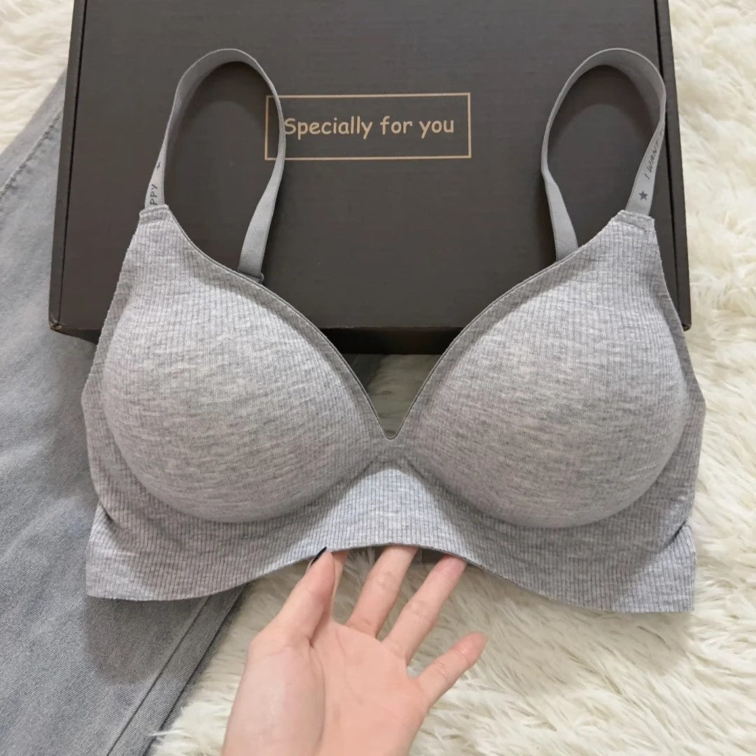 Womens Laid-Back Style Wireless Bra, Push-Up And Comfortable