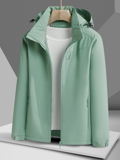 Women's Autumn and Winter Outdoor Sports Casual Warm Fleece Lined Windproof Stand Collar Jacket