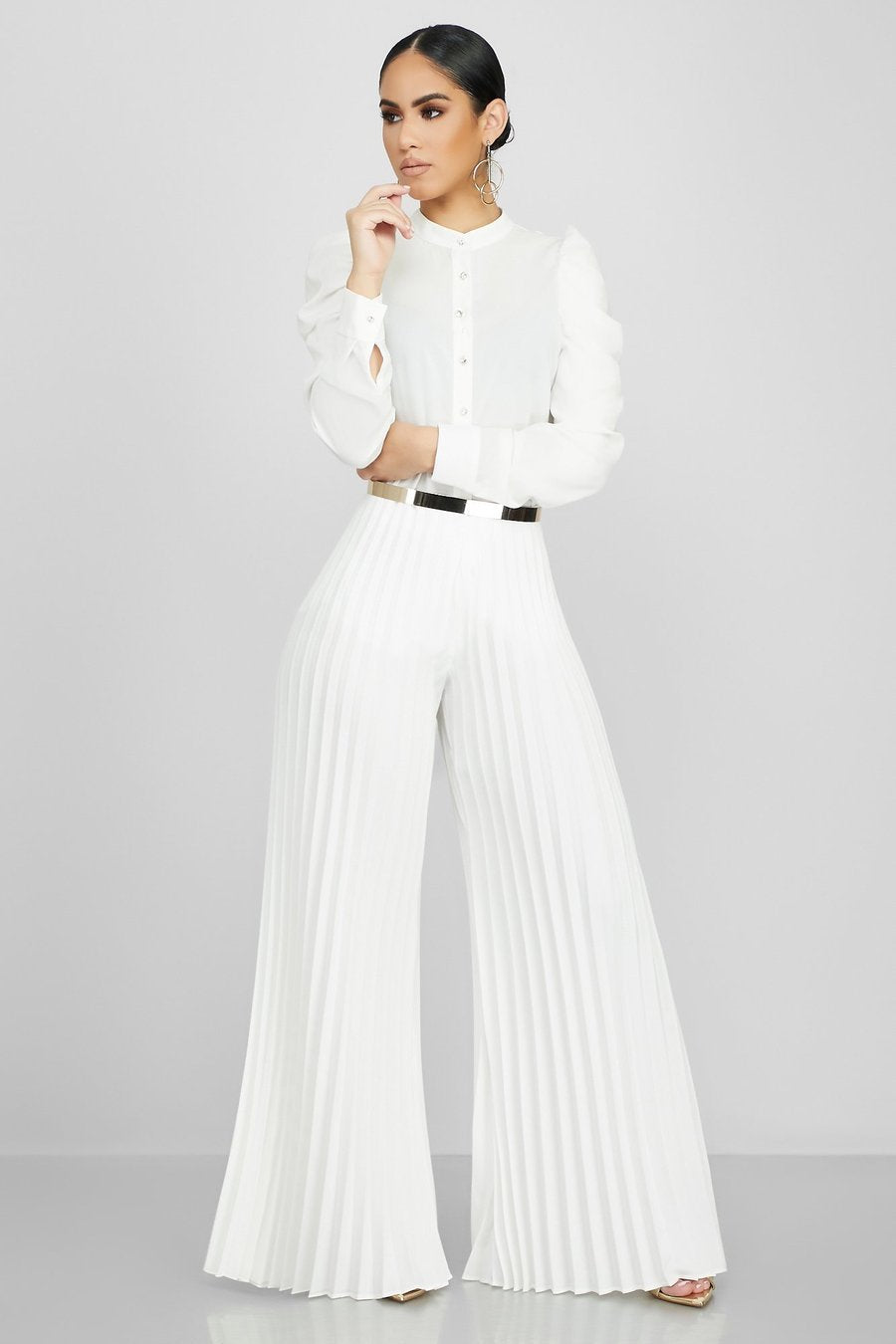 Fashionable Casual Pleated Wide-leg Women's Pants