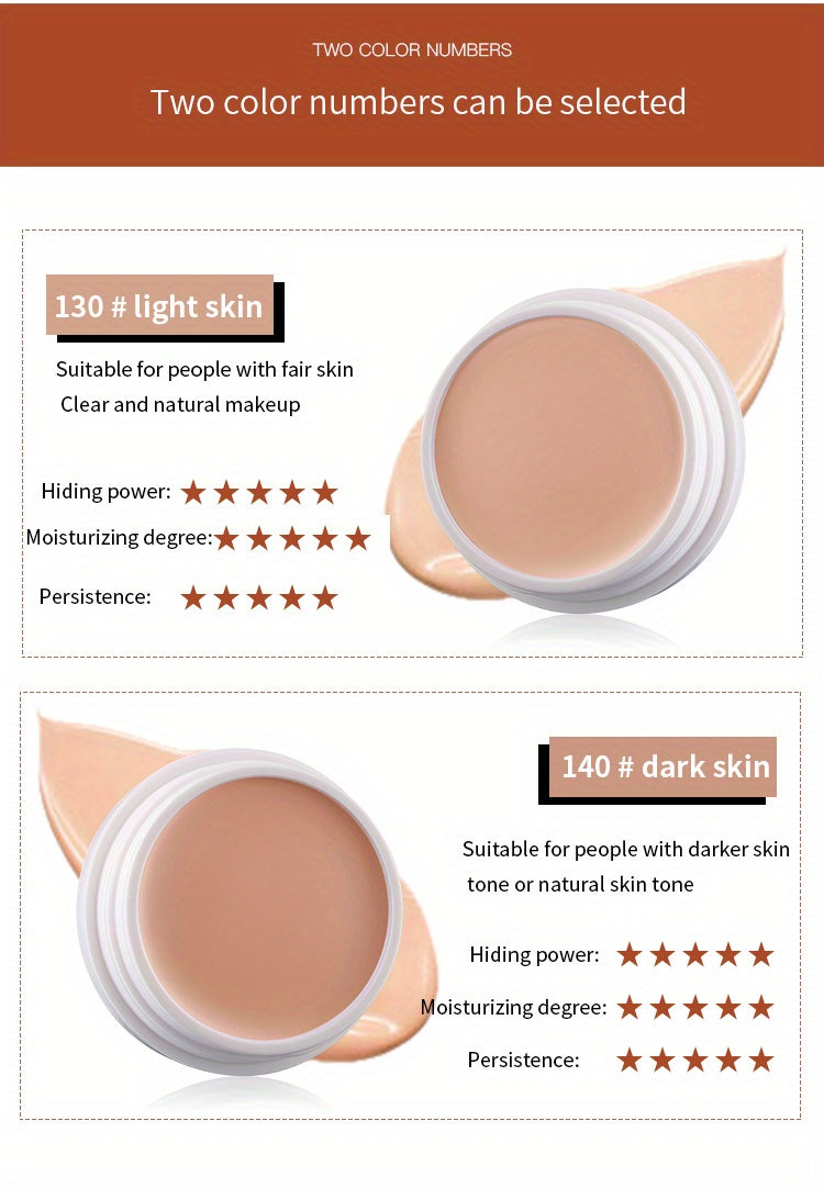 2-Tone High Coverage Concealer - Waterproof Long Wear Foundation for Dark Circles, Acne & Blemishes with Plant Squalane