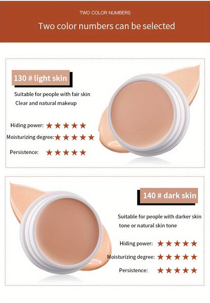 2-Tone High Coverage Concealer - Waterproof Long Wear Foundation for Dark Circles, Acne & Blemishes with Plant Squalane