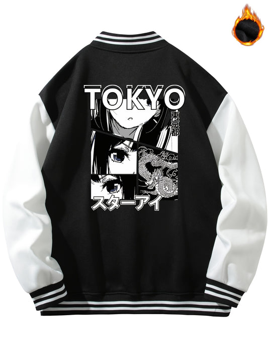 Anime Embroidered Varsity Jacket - Men's Premium Baseball Bomber Jacket with Custom Portrait Design