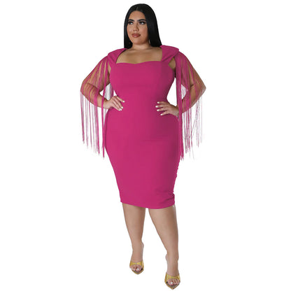Sexy Tassel Sleeveless Elegant Figure-hugging Dress