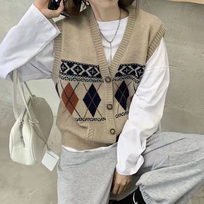 Loose Outer Wear Cardigan Sleeveless Top