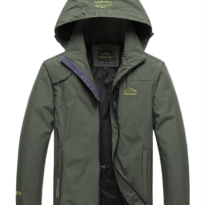 Mens Premium Waterproof Rain Jacket - Durable & Breathable Windbreaker with Adjustable Hood - Ideal for Hiking, Travel, and Outdoor Adventures