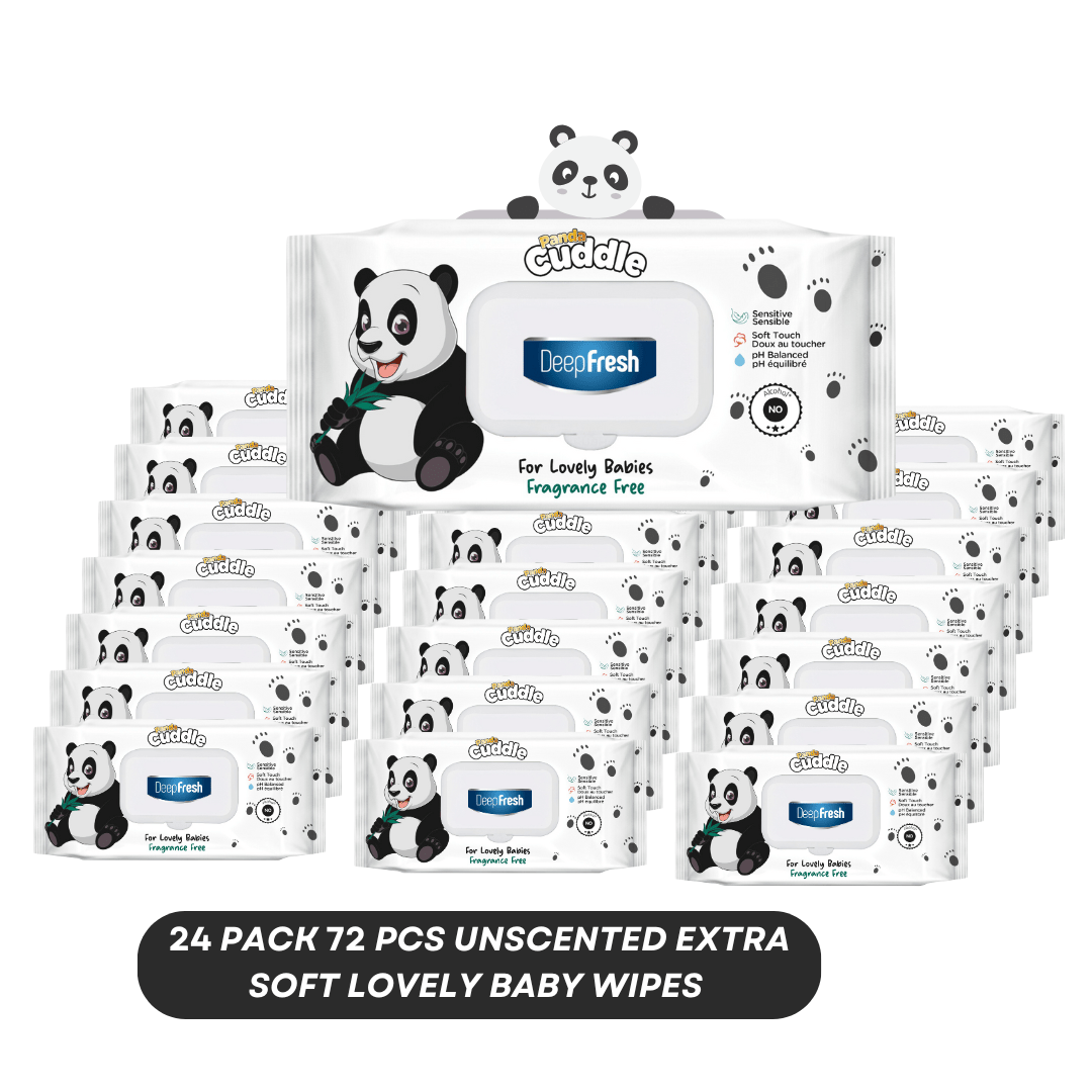 PANDA CUDDLE 72/864/1782pcs, Deep Fresh Extra Soft Unscented Baby Wipes, Alcohol-Free, pH Balanced, Hypoallergenic and Paraben-Free PACK OF 1/12 AND 24