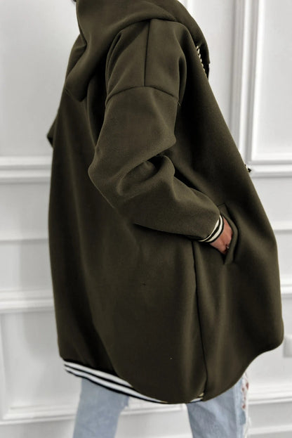 Women's Solid Color Loose Versatile Zip-up Hooded Jacket