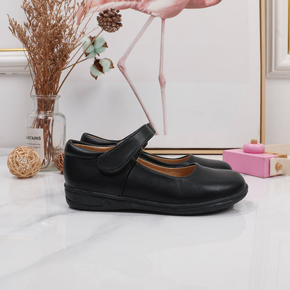 Girls' Black Mary Jane Shoes with Bow Detail - Non-Slip Synthetic Faux, Ideal for Performances & School Uniforms