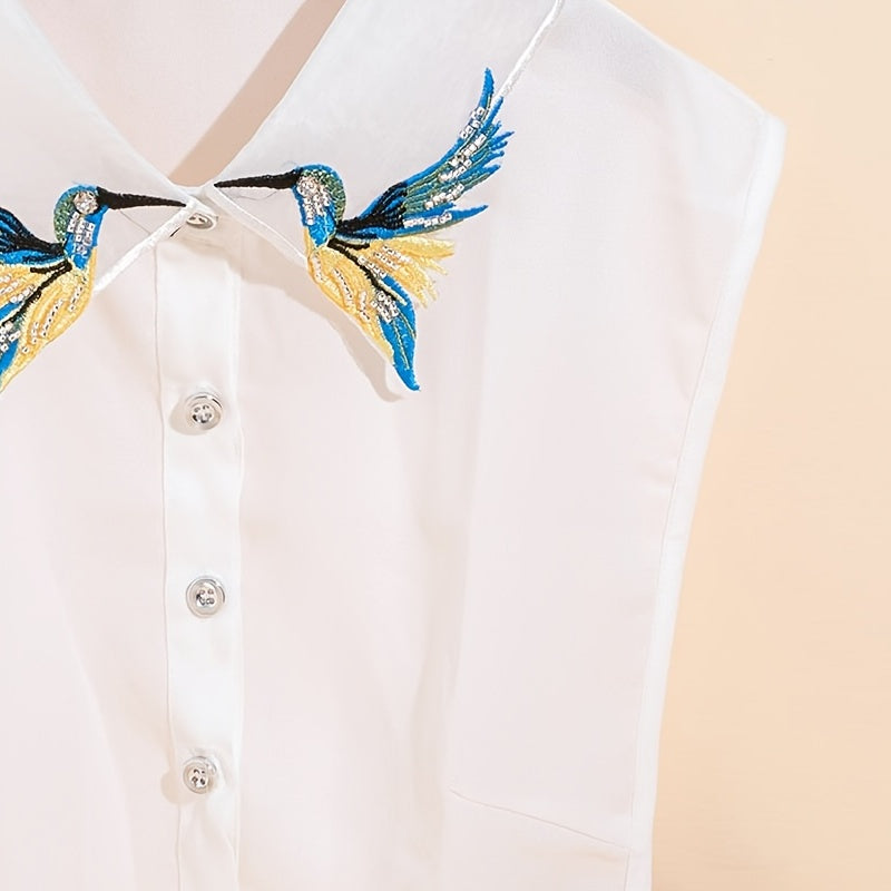 Elegant Crane Wing Detachable Collar - Fashionable Polyester Half-Shirt Style, Hand Wash/Dry Clean