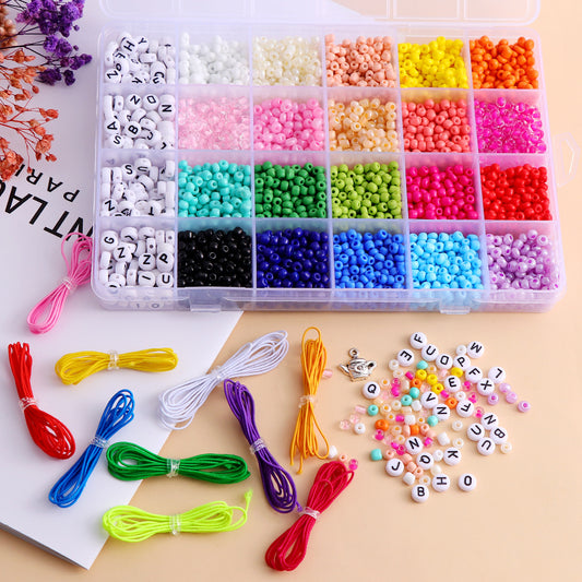 Colored Letter Beads Glass Rice Handmade Necklace
