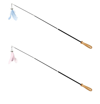 Funny Cat Stick Long Rod Gnawing Feather Retractable
