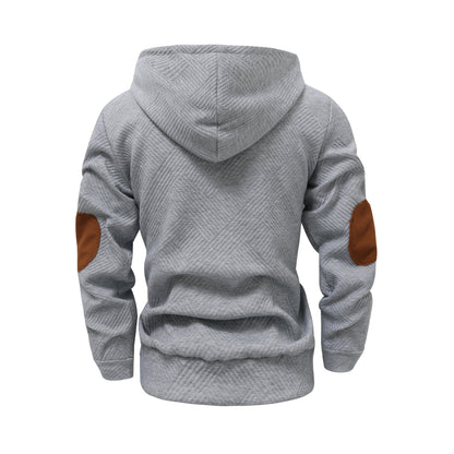 Premium Men's Jacquard Hooded Sweater - Casual Pullover Hoodie for Sports & Leisure