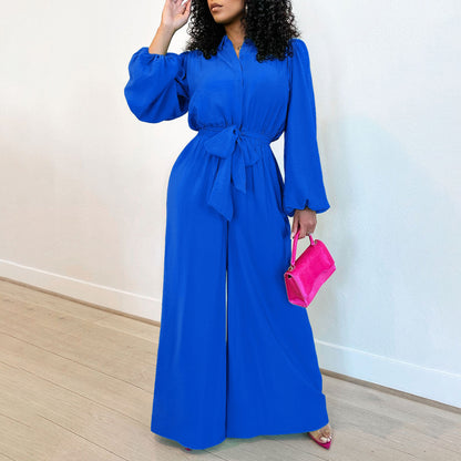 Fashion Long Sleeve Plus Size Casual Jumpsuit