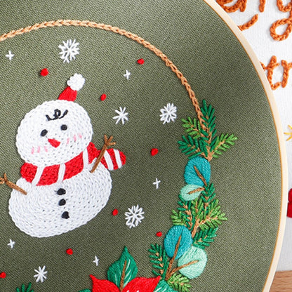 Christmas Day Gift Snowman Wreath Embroidery Material Package