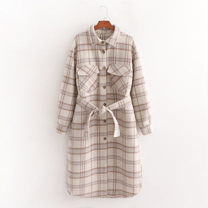 New Mid-length Loose Check Shirt Coat