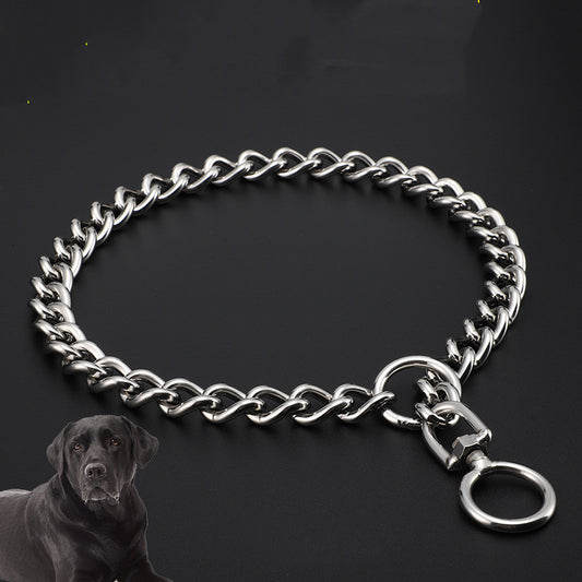 Stainless Steel Dog German Shepherd Rottweiler Golden Retriever Large Control Chain Neck Sleeve
