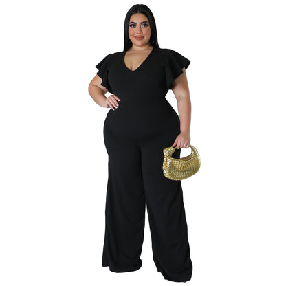 New Multi-color Lotus-leaf Women's Wide-leg Pants