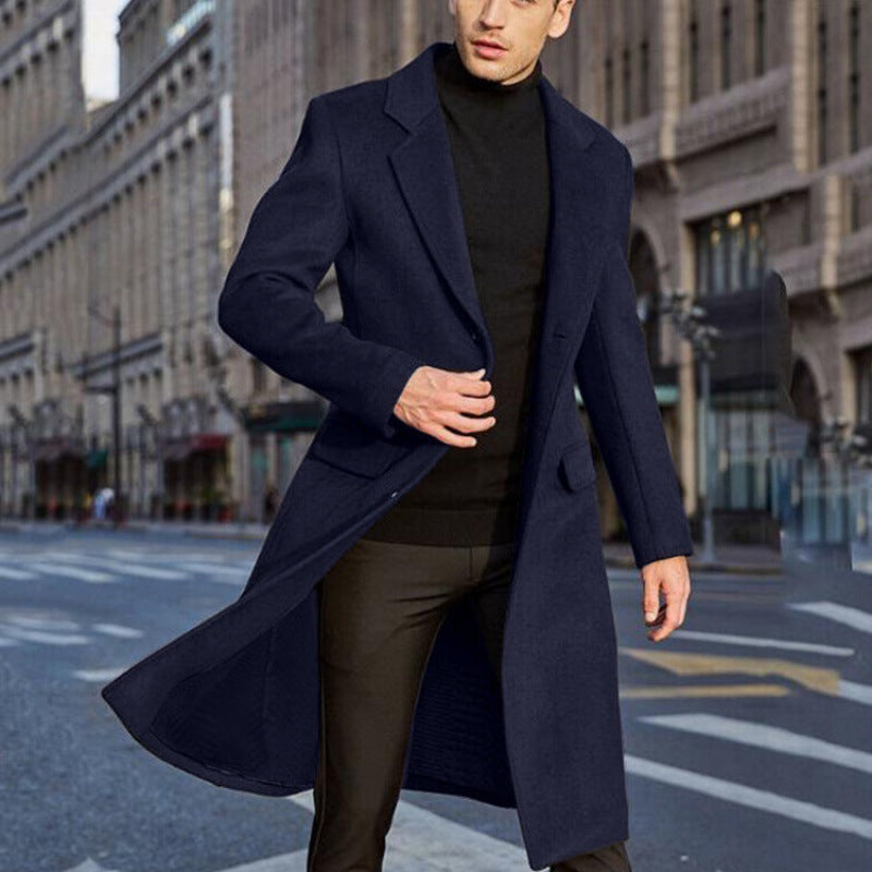 Langer Herren-Trenchcoat aus Wolle