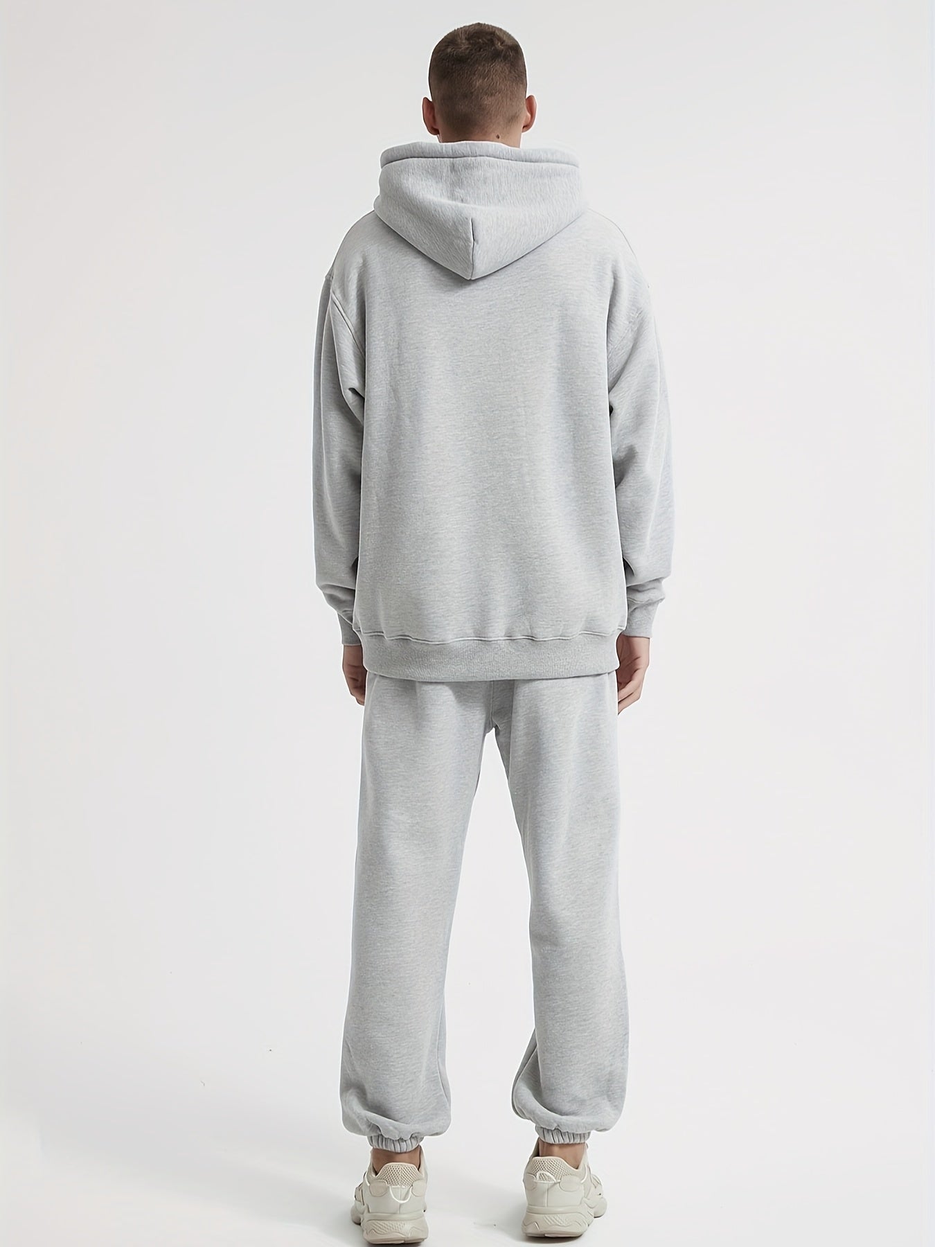 Premium Men's Light Grey Hoodie - Oversized Cotton Blend Hooded Sweatshirt