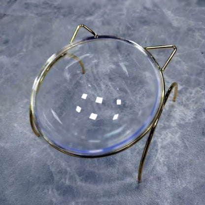 Katzennapf aus Glas, Trinknapf und Futterspender mit Metallgestell für Katzen und Welpen