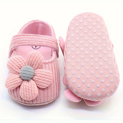 Baby Girls Flower Princess Shoes - Soft Sole Lightweight Breathable Flats for Toddlers & Infants