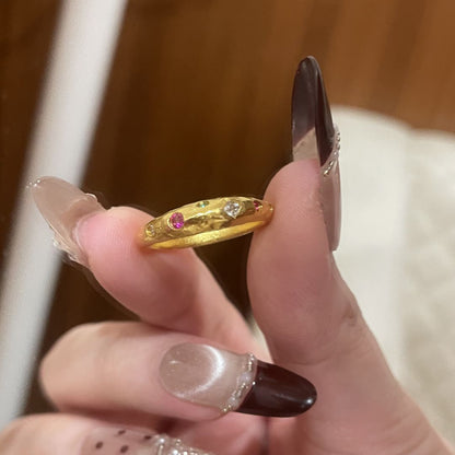 Retro Micro-Set Zircon Planet Ring For Women, Niche Design, Cool And Minimalist Style Index Finger Ring