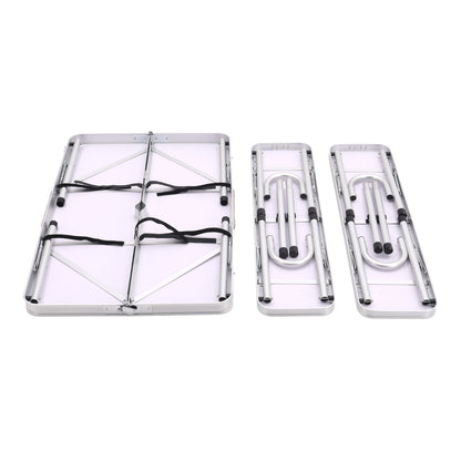 Outdoor Adjustable Picnic Table with Two Benches Parasol Hole Camping Table Foldable
