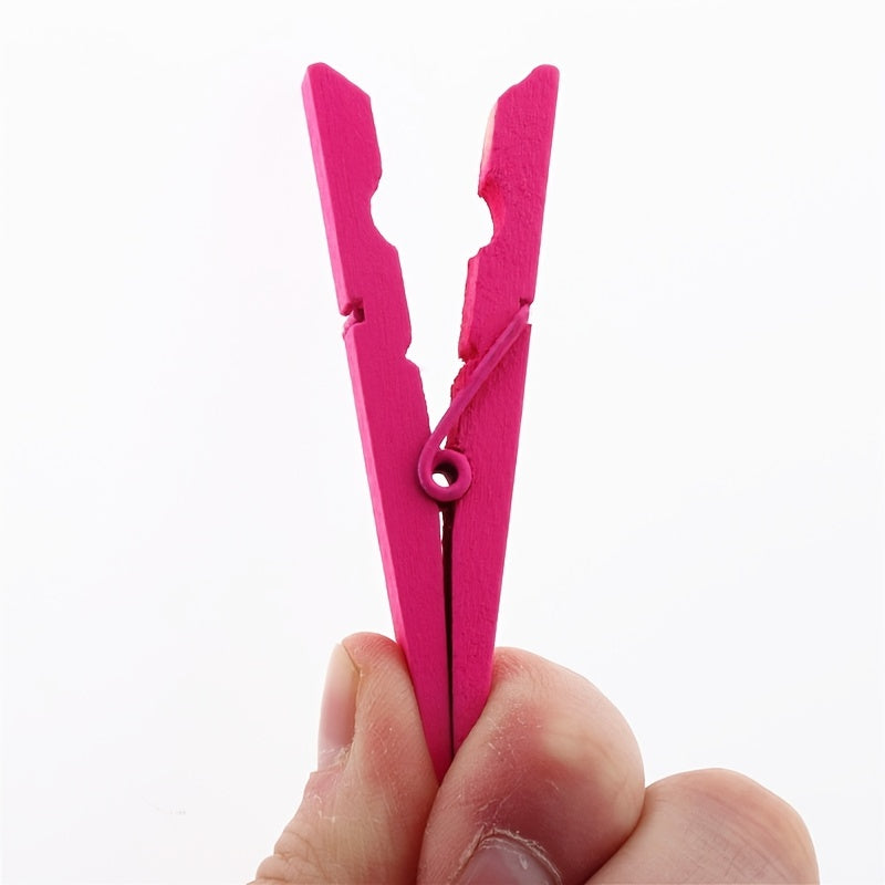 50pcs Vibrant Wooden Photo Clips for Creative DIY Decorative Storage, Handcrafting, and Displaying Cherished Memories