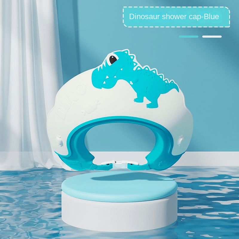Baby Soft Rubber Waterproof Shampoo Cap, Children Shampoo Artifact, Baby Shampoo Cap Waterproof Ear Protector, Baby Bath Shower Cap, Dinosaur Pattern