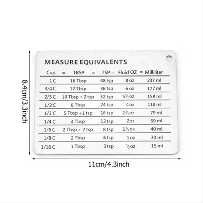 [1pc Magnetic Fridge Magnet Scale] 1pc Stainless Steel Fridge Magnet, With Magnetic Scale Plate, Common Unit Conversion Comparison Table 4.3in/3.3in