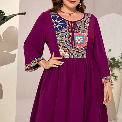 Ethnic Style Plus-size Retro Dress For Women