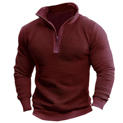 Premium Men's Contrast Zipper Sweatshirt - Casual Fleece Jacket