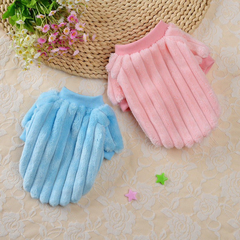 Vertical One-sided Plush Sweater Pet Clothes Dog Clothing Cat Small Dog Cat