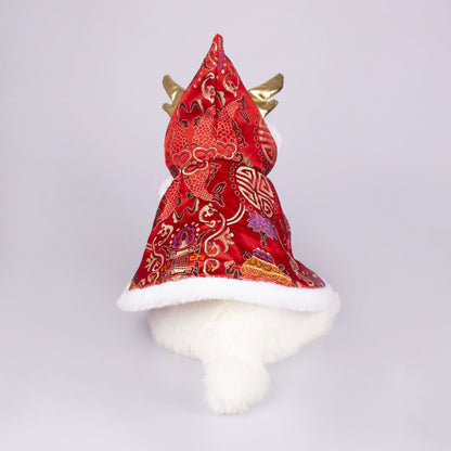 New Year Pet Clothes Dog Cat Brocade Satin Satin Cloak