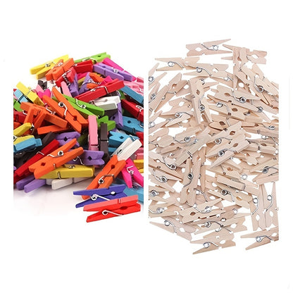 50pcs Vibrant Wooden Photo Clips for Creative DIY Decorative Storage, Handcrafting, and Displaying Cherished Memories
