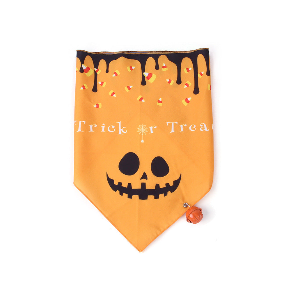 Pet Dog And Cat Halloween Print Triangle Saliva Towel