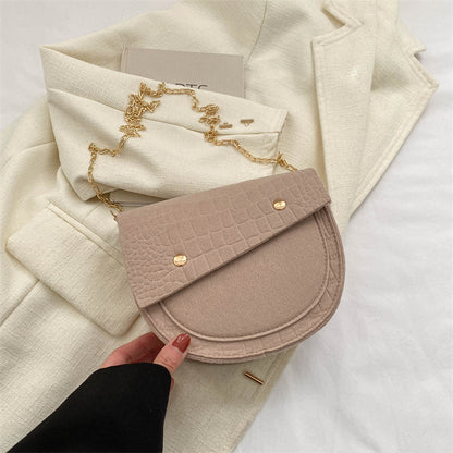 Casual Felt Solid Color One-shoulder Crossbody Bag Foreign Saddle