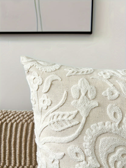 Elegant Floral Mandala Cushion Cover - Contemporary Woven Design with Zipper, Perfect for Any Room, Pillow Not Included