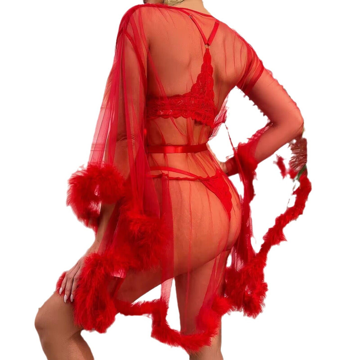 Plus-size Women's Sheer, Openwork, Raw-edge Lingerie And Nightgowns