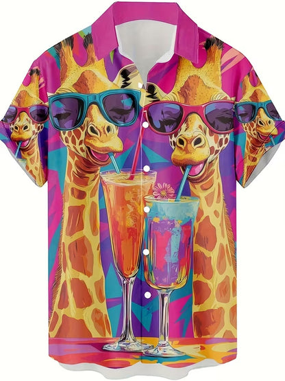 Fashion Men's Casual Floral Print Special-interest Design Shirt