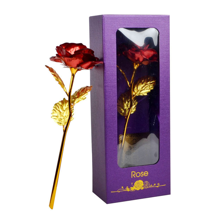 Gold Foil Rose Flower Window Gift Box For Valentine's Day