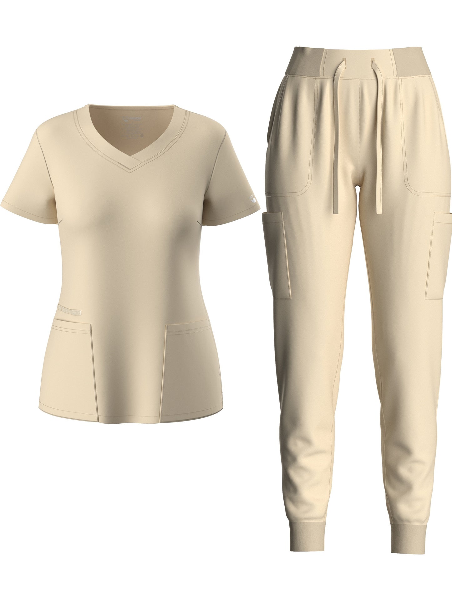 Premium Medical Scrubs Set - V-Neck Top & Drawstring Pants | Professional Healthcare Uniform for Women