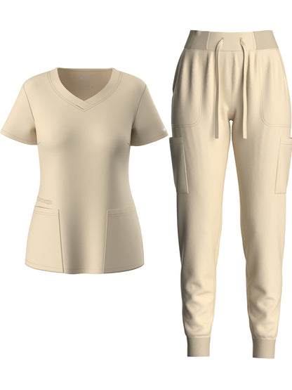 Premium Medical Scrubs Set - V-Neck Top & Drawstring Pants | Professional Healthcare Uniform for Women