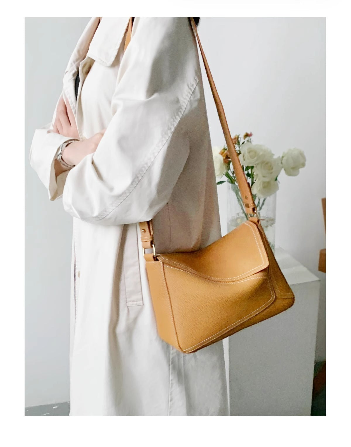 Leather Messenger Bag | Premium Cowhide Shoulder Bag