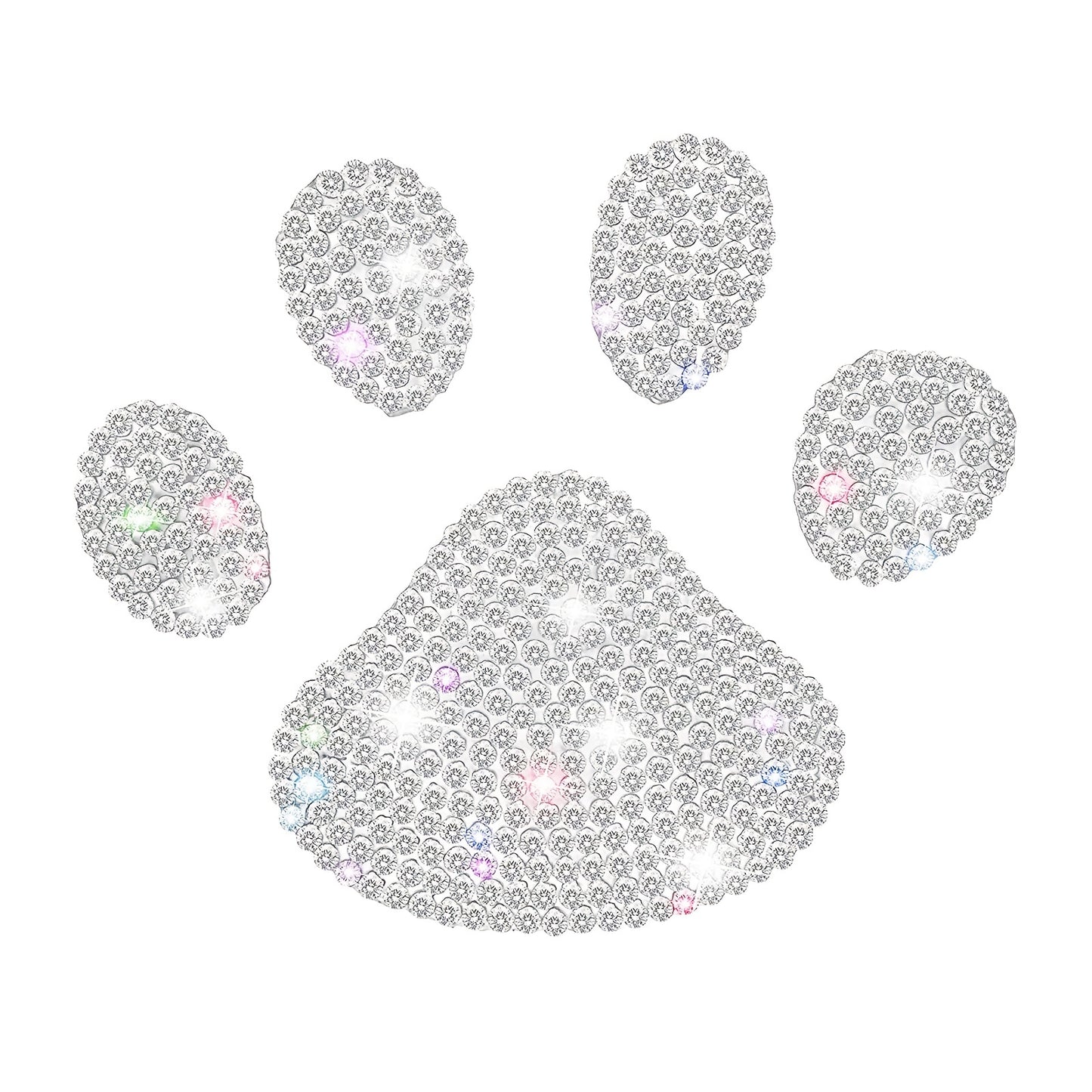 Sparkling Dog Paw Print Rhinestone Car Decal - Multicolor Glass Bling Sticker for Vehicle Interior, Fits Various Models, Cute Car Accessories