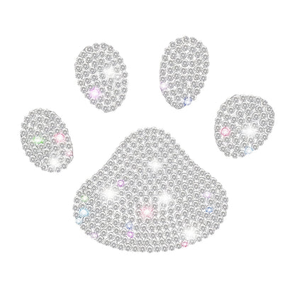 Sparkling Dog Paw Print Rhinestone Car Decal - Multicolor Glass Bling Sticker for Vehicle Interior, Fits Various Models, Cute Car Accessories