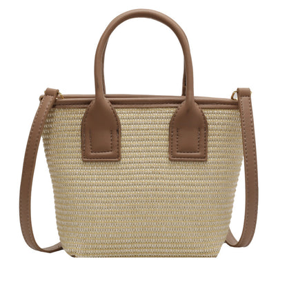 Women's Straw Woven High-grade Portable Bucket Bag